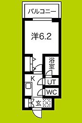 スプランディッド難波 1Kの間取図画像