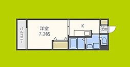 ルビーノ帝塚山 1Kの間取図画像