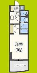 カスタリアタワー肥後橋 1Kの間取図画像