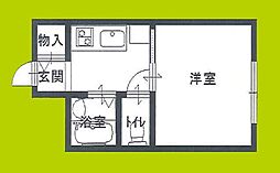 ピュアパレス2 1Kの間取図画像
