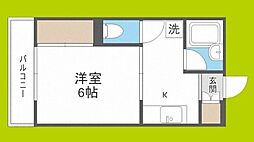 美里マンション 1Kの間取図画像