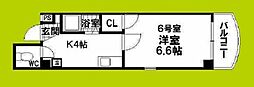 ドエル南本町 1Kの間取図画像