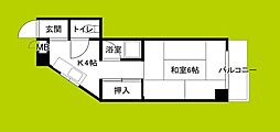 岸里グリーンハイツ 1Kの間取図画像