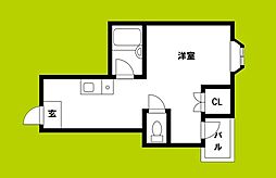 テルコート ワンルームの間取図画像