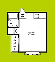 リバーエステート ワンルームの間取図画像