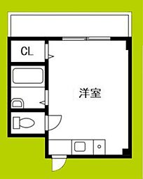サンタウンあき ワンルームの間取図画像