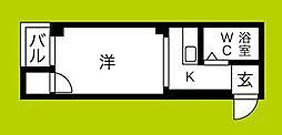 ヴィラ岸の里 1Kの間取図画像