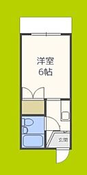メゾン桜ノ宮 1Kの間取図画像