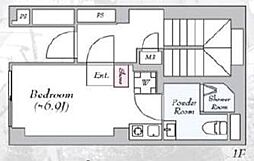 サントミ秋葉原 1階ワンルームの間取り