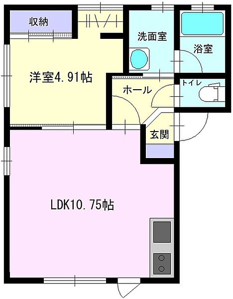 福田町新築Ｔ－Ｂ（仮称） 201｜秋田県大仙市福田町(賃貸アパート1LDK・2階・36.77㎡)の写真 その2