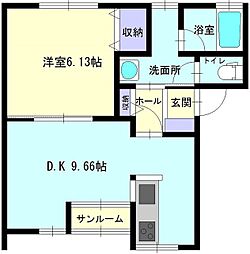 ｈｏｕｓｅ’ Ａｇ 1階1DKの間取り