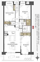 サンクレイドル稲毛 2SLDKの間取図画像