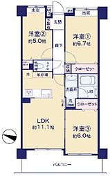 アプレ千葉センターコート 3LDKの間取図画像