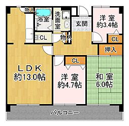 井吹東シティコート3号棟 3LDKの間取図画像