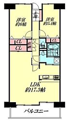 中山パーク・ホームズ1番館 2LDKの間取り