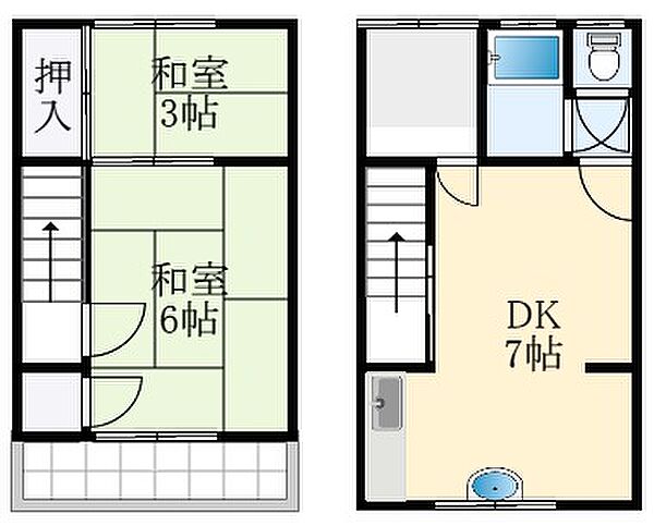 大阪府大阪狭山市茱萸木5丁目(賃貸テラスハウス2DK・1階・42.00㎡)の写真 その2