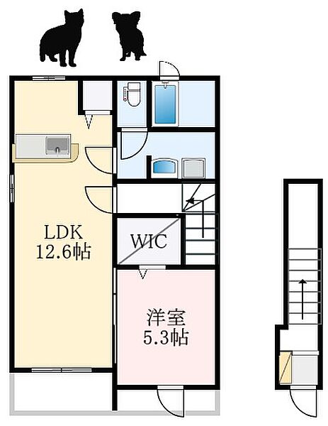 大阪府和泉市箕形町4丁目(賃貸アパート1LDK・2階・46.54㎡)の写真 その2