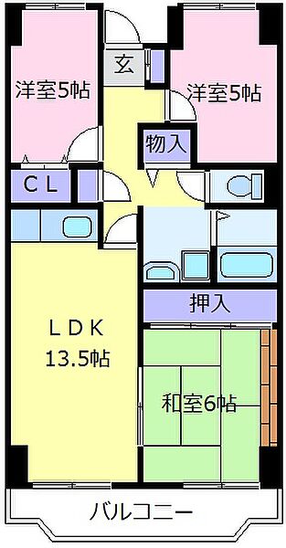 大阪府河内長野市小山田町(賃貸マンション3LDK・11階・68.64㎡)の写真 その2