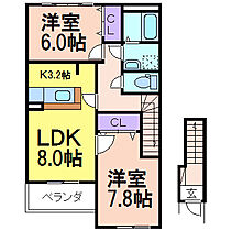 リバーサイドヴィラ  ｜ 栃木県鹿沼市西鹿沼町209-7（賃貸アパート2LDK・2階・62.50㎡） その2