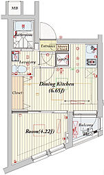 ビバリーホームズ千歳烏山 1DKの間取図画像