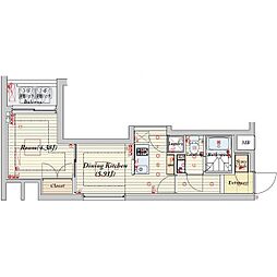 ビバリーホームズ赤塚公園 1DKの間取図画像