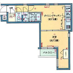 パレ・ホームズ中延 1DKの間取図画像