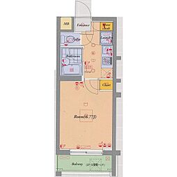 パレ・ホームズ武蔵関 1Kの間取図画像