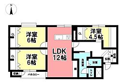 ハイツ鹿の子 3LDKの間取図画像