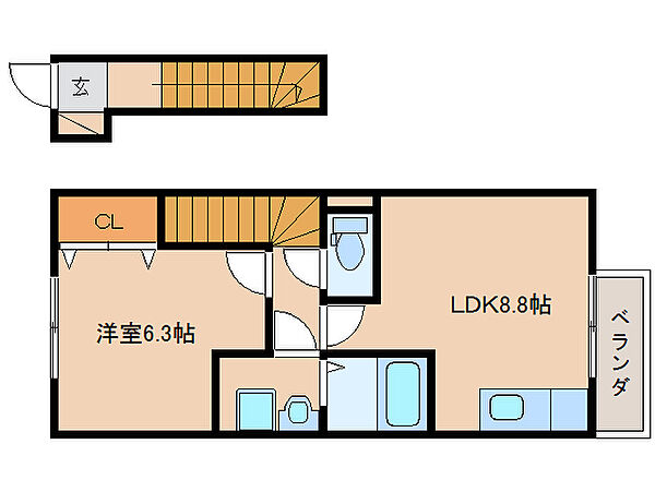 メゾンヴェールイースト 202｜奈良県奈良市大安寺1丁目(賃貸アパート1LDK・2階・42.06㎡)の写真 その2