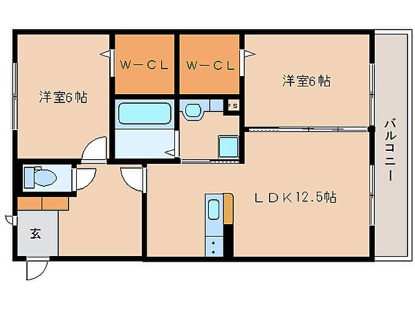 フローラル　メゾン 201｜奈良県奈良市東九条町(賃貸アパート2LDK・2階・64.50㎡)の写真 その2