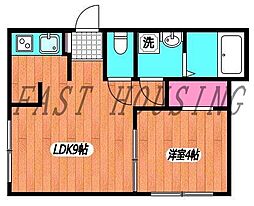 京王線 幡ヶ谷駅 徒歩12分の賃貸マンション 3階1LDKの間取り