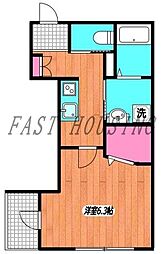 東京メトロ千代田線 代々木上原駅 徒歩8分の賃貸マンション 2階1Kの間取り