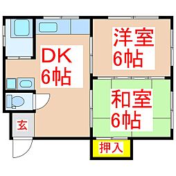 (有)池田マンション 2DKの間取図画像