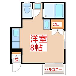アモールF ワンルームの間取図画像