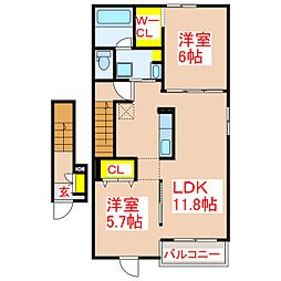 吉野ヒルズハッピーハウスK2 2LDKの間取図画像