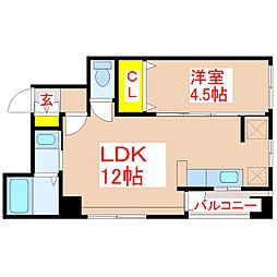 BellShams 1LDKの間取図画像