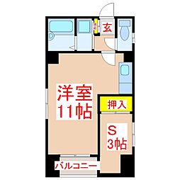 セジュール新屋敷 1LDKの間取図画像