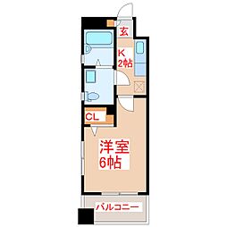 さくらヒルズ甲突町 1Kの間取図画像