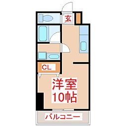 平之町タワーズ ワンルームの間取図画像