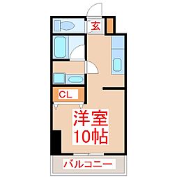 平之町タワーズ ワンルームの間取図画像