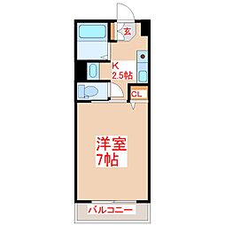 第二津曲コーポ 1Kの間取図画像
