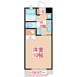 コーポリバーサイド 1Kの間取図画像