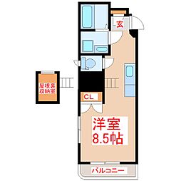 キャンパスコア ワンルームの間取図画像