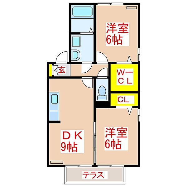 サンモールヴィラ　Ｂ棟 ｜鹿児島県姶良市加治木町木田(賃貸アパート2DK・1階・50.40㎡)の写真 その2