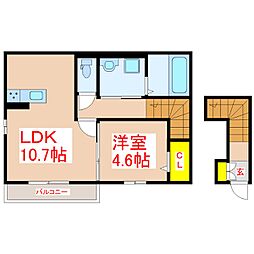 セントラル姶良 2階1LDKの間取り