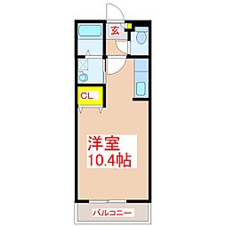 cubeX ワンルームの間取図画像