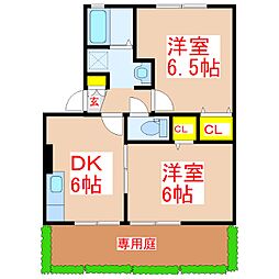 ウエルネス白銀 2DKの間取図画像