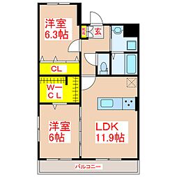 ハーモニーヒルズ 2LDKの間取図画像