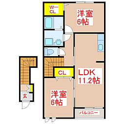 メゾン・ドリーム1 2LDKの間取図画像