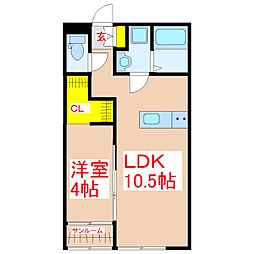 パーチェストーン 1LDKの間取図画像